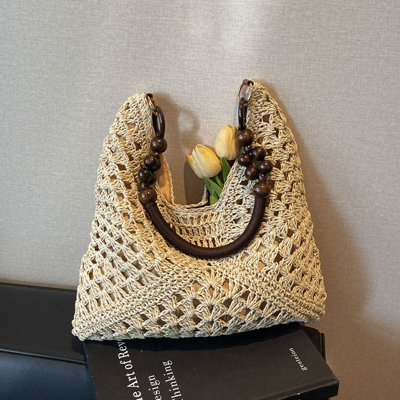 Tote Bag Beach - Strandvakantie Stijl Grote Capaciteit Strooien Schoudertas