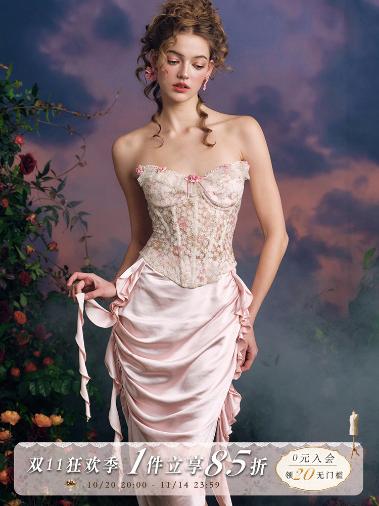 Midi Skirt Floral - LaceMade origineel ontwerp sprookjesachtige zware bloemen